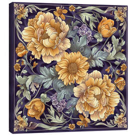 Canvas print Golden Flowers on Lilac - Maria Tuzhilkina