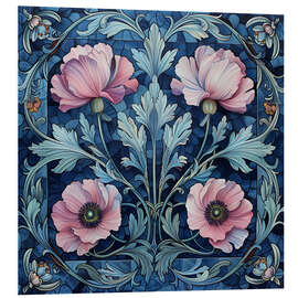 PVC-taulu Pink Poppies on Blue