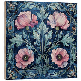 Trebilde Pink Poppies on Blue