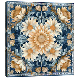 Lienzo Beige Aster on Blue - Maria Tuzhilkina