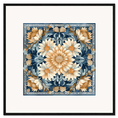 Impression artistique encadrée Beige Aster on Blue