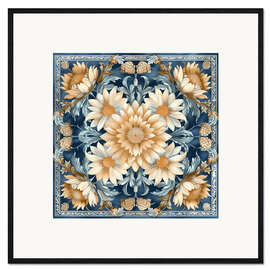 Impression artistique encadrée Beige Aster on Blue