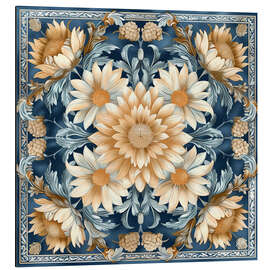 Magnettafel Beige Aster auf Blau