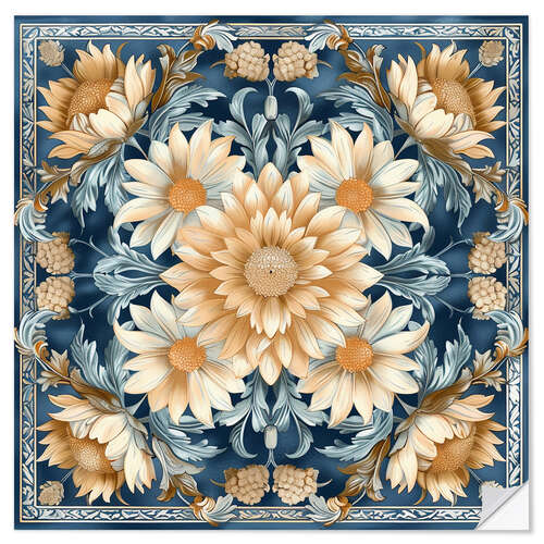 Adesivo murale Beige Aster on Blue