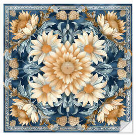 Naklejka na ścianę Beige Aster on Blue