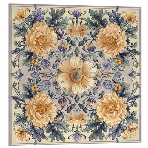 Obraz na szkle akrylowym Ornament of Beige Vintage Flowers