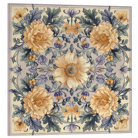 Obraz na szkle akrylowym Ornament of Beige Vintage Flowers - Maria Tuzhilkina