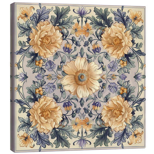 Lienzo Ornament of Beige Vintage Flowers
