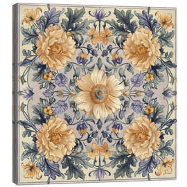 Lienzo Ornament of Beige Vintage Flowers - Maria Tuzhilkina
