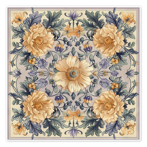 Poster Ornament of Beige Vintage Flowers