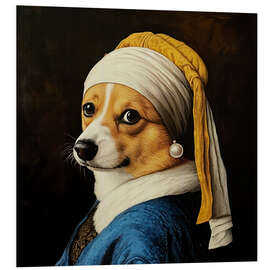 PVC-tavla Corgi with a Pearl Earring