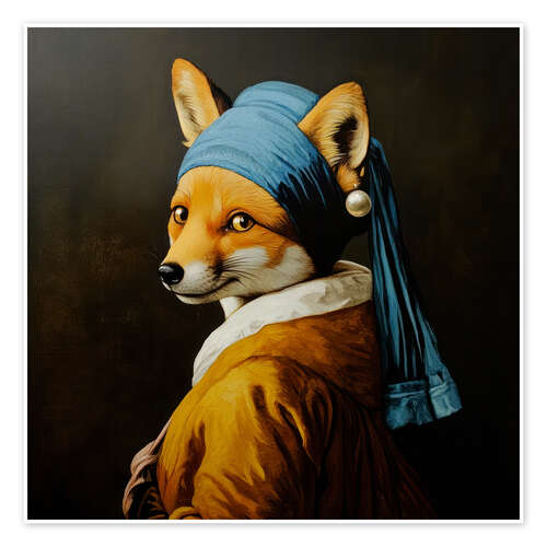 Poster Fox with a Pearl Earring