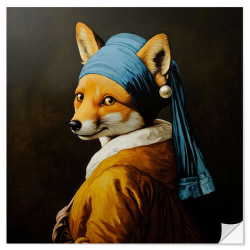 Vinilo para la pared Fox with a Pearl Earring