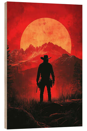 Tableau en bois Night Cowboy