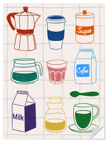 Selvklebende plakat Coffee time