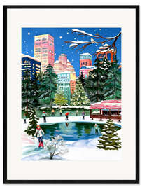 Gerahmter Kunstdruck Schlittschuh laufen in New York City