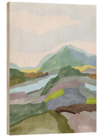Holzbild Abstrakte Berglandschaft