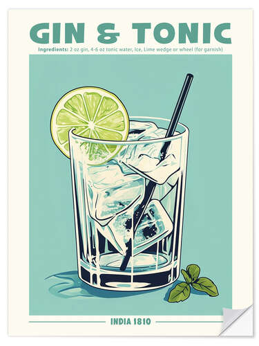 Naklejka na ścianę Gin and Tonic, India 1810