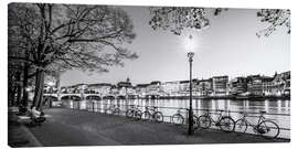 Canvas print Basel in Switzerland at night - Dieterich Fotografie