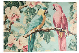 Akrylglastavla Vintage Parrots Pastel