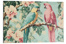 Aluminiumtavla Vintage Parrots Pastel - UtArt