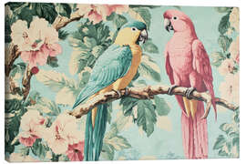 Quadro em tela Vintage Parrots Pastel - UtArt