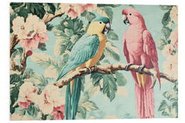 Hartschaumbild Vintage Papageien in Pastel-Farben