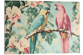 Gallery Print Vintage Papageien in Pastel-Farben