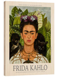 Obraz na drewnie Self-Portrait With Thorn Necklace and Hummingbird, 1940 - Frida Kahlo