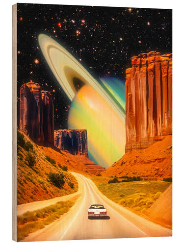 Tableau en bois Road Trip To Saturn