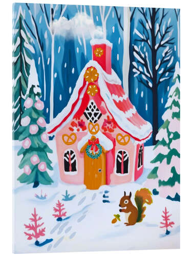Tableau en verre acrylique Pink Gingerbread House