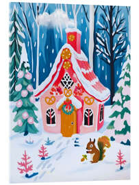 Tableau en verre acrylique Pink Gingerbread House - Taika Tori