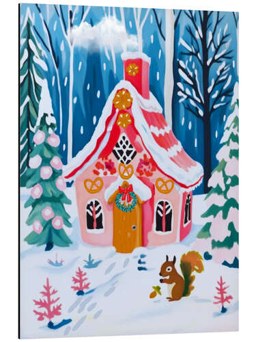 Obraz na aluminium Pink Gingerbread House