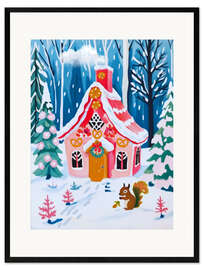Gerahmter Kunstdruck Rosa Lebkuchenhaus