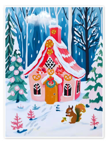 Poster Pink Gingerbread House