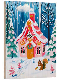 Print på træ Pink Gingerbread House - Taika Tori