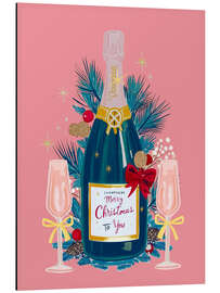Alubild Weihnachts-Champagner