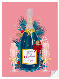 Wandsticker Weihnachts-Champagner