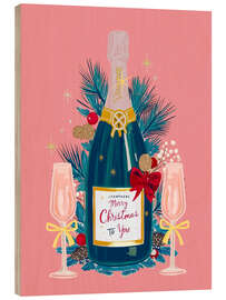 Print på træ Christmas Champagne - Taika Tori