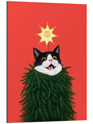Cuadro de aluminio Cat in a Christmas tree