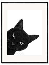 Gerahmter Kunstdruck Schmollende schwarze Katze