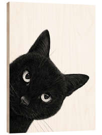 Trätavla Indignant black cat