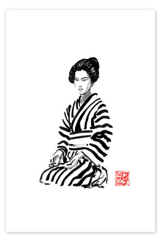 Póster Stripy Geisha