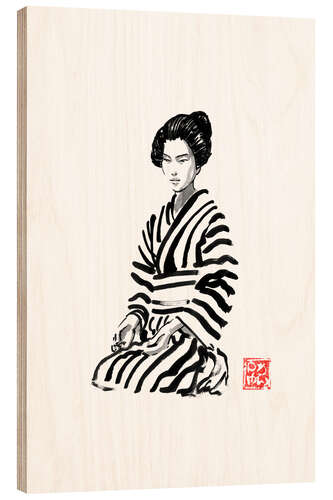 Wood print Stripy Geisha