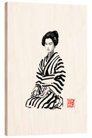 Wood print Stripy Geisha - Péchane