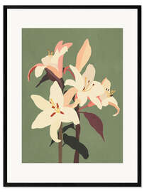 Gerahmter Kunstdruck Weiße Lilien