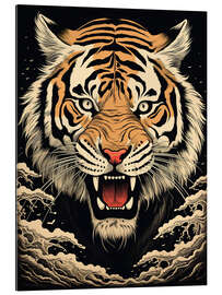 Gallery Print Japandi Tiger im Holzschnitt-Stil