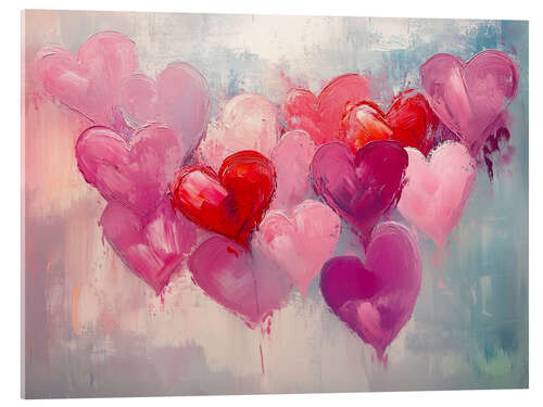 Cuadro de metacrilato Valentines Day Red Pink Hearts I