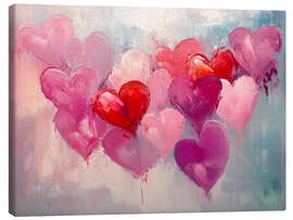 Tableau sur toile Valentines Day Red Pink Hearts I