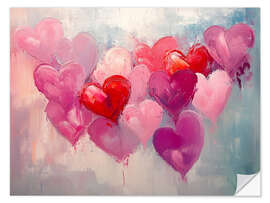 Wandsticker Rote und rosa Herzen am Valentinstag I